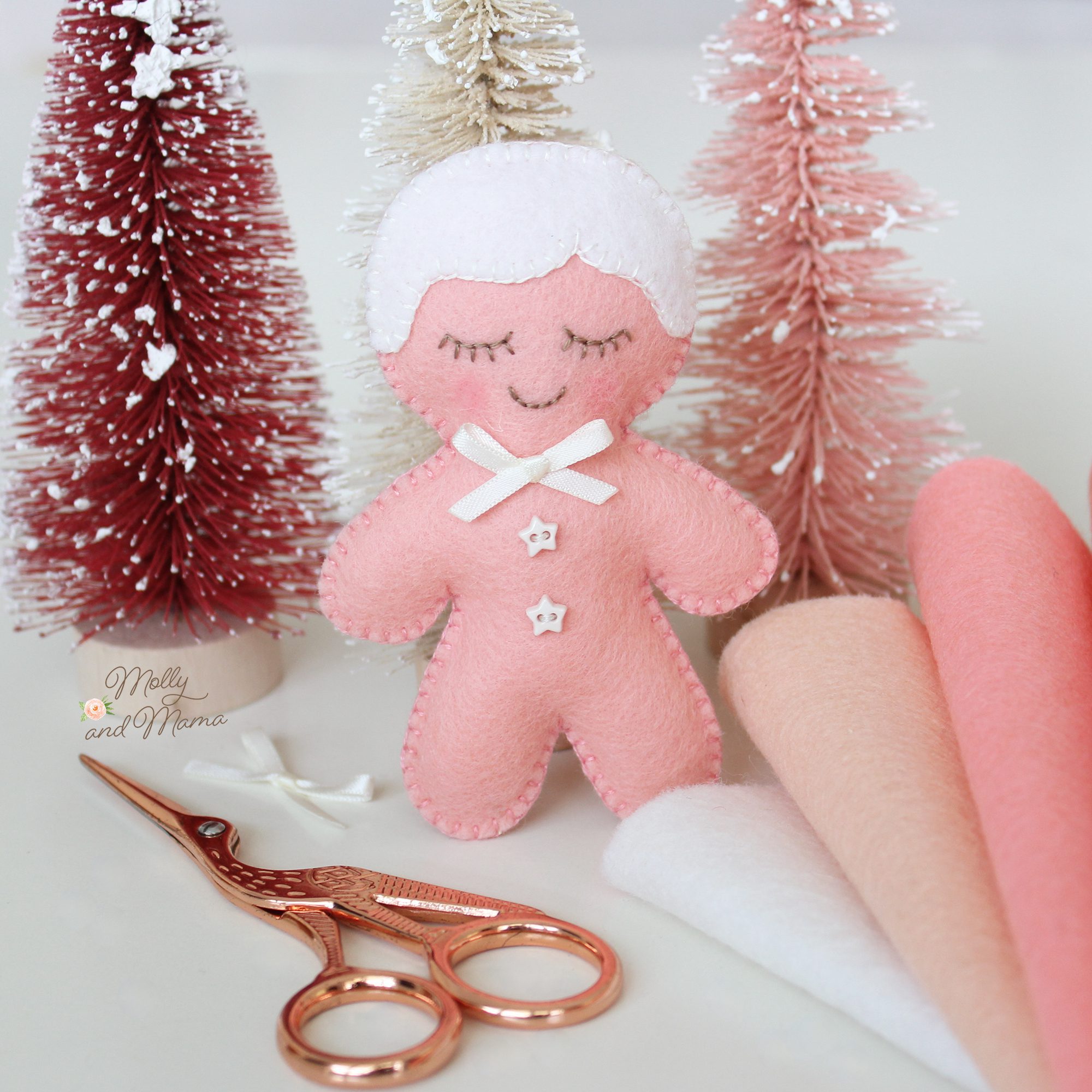 Hand Stitch Free Felt Gingerbread Ornaments